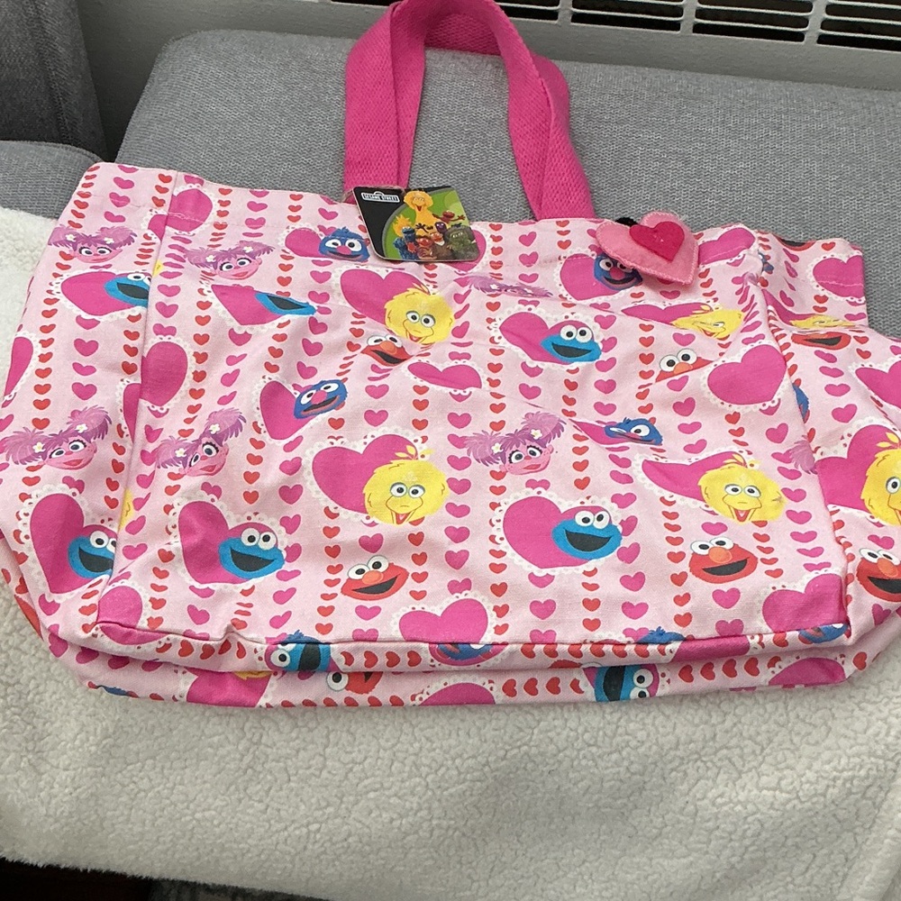 Sesame Street Pink Heart Tote with Characters - Picture 3 of 3